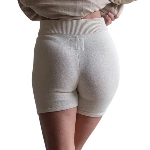 Avy & Co. Womens High-Rise Knit Cotton Shorts Elastic Waist Oversized Fit One Si - Picture 2 of 5